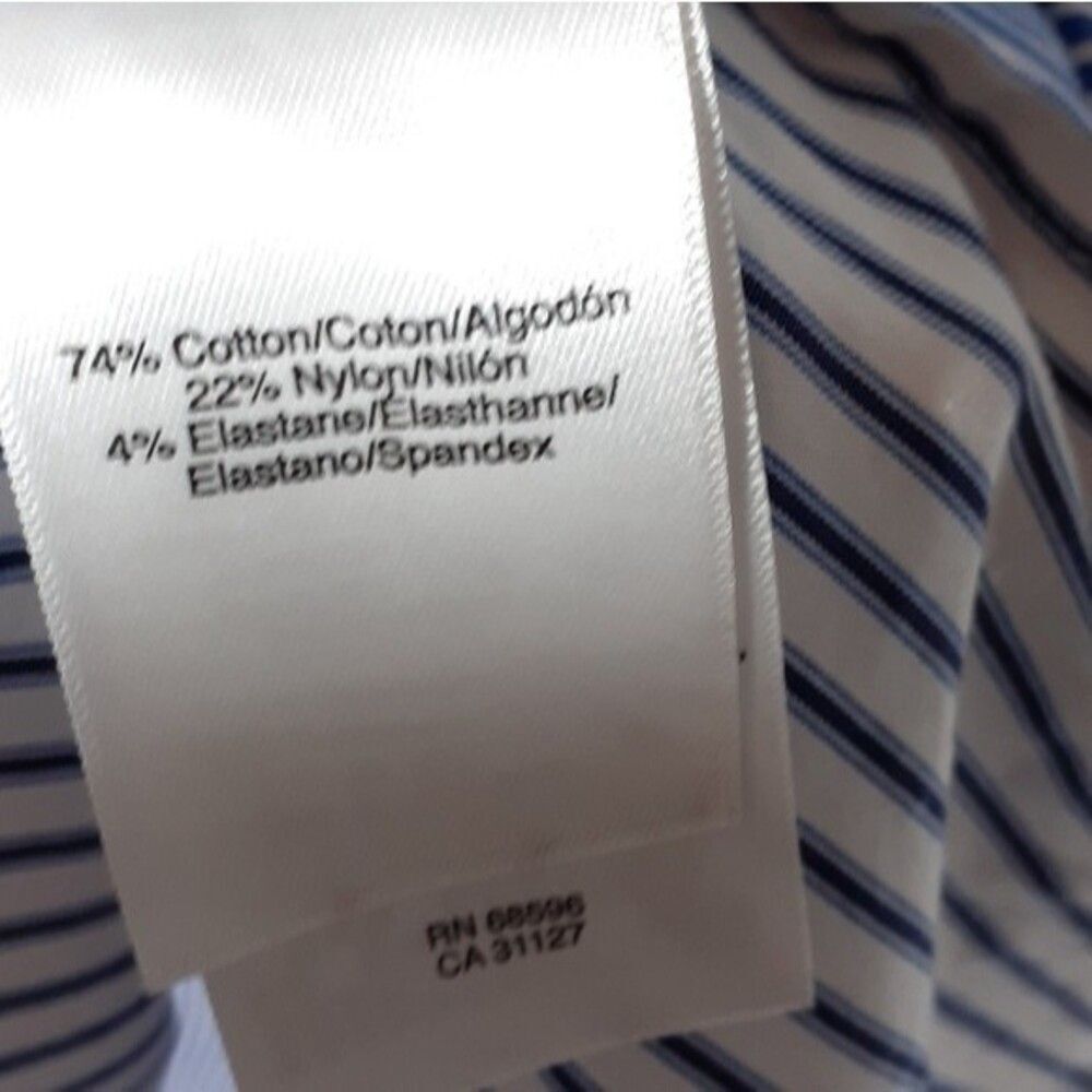 Dkny striped shirt blue oxford s blouse top button down coastal preppy classic - Picture 4 of 5